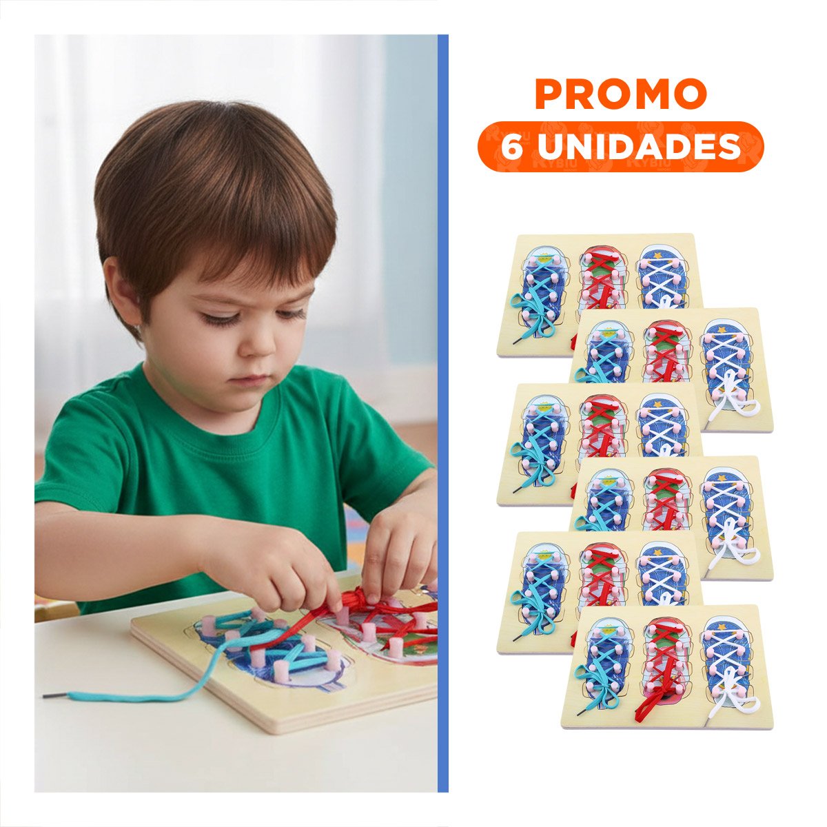 PACK6 SISTEMA ESCOLAR PARA ATAR PASADORES MULTICOLOR EDUCATIVO - 1
