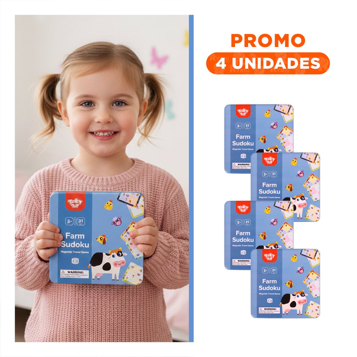 PACK4 KIT DE LOGICA DE SUDOKU DE GRANJA CELESTE DIDACTICO YREGALO STICKER - 1