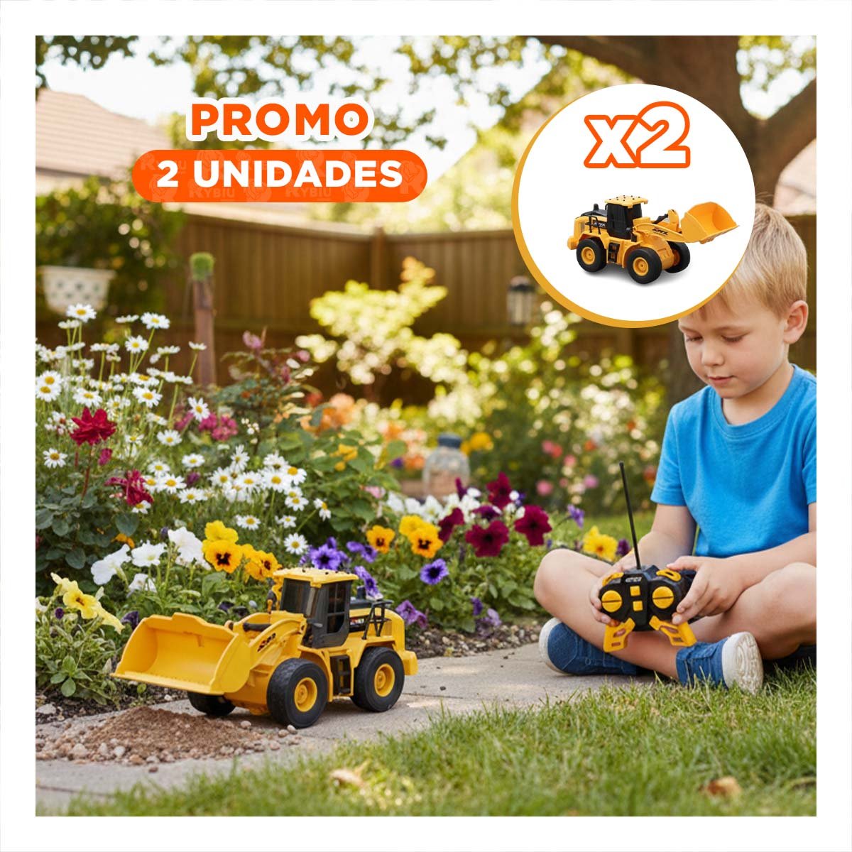PACK2 EQUIPO EXCAVADORA A CONTROL REMOTO BRAZO DELANTERO INFERIOR AMARILLO YREGALO STICKER - 1