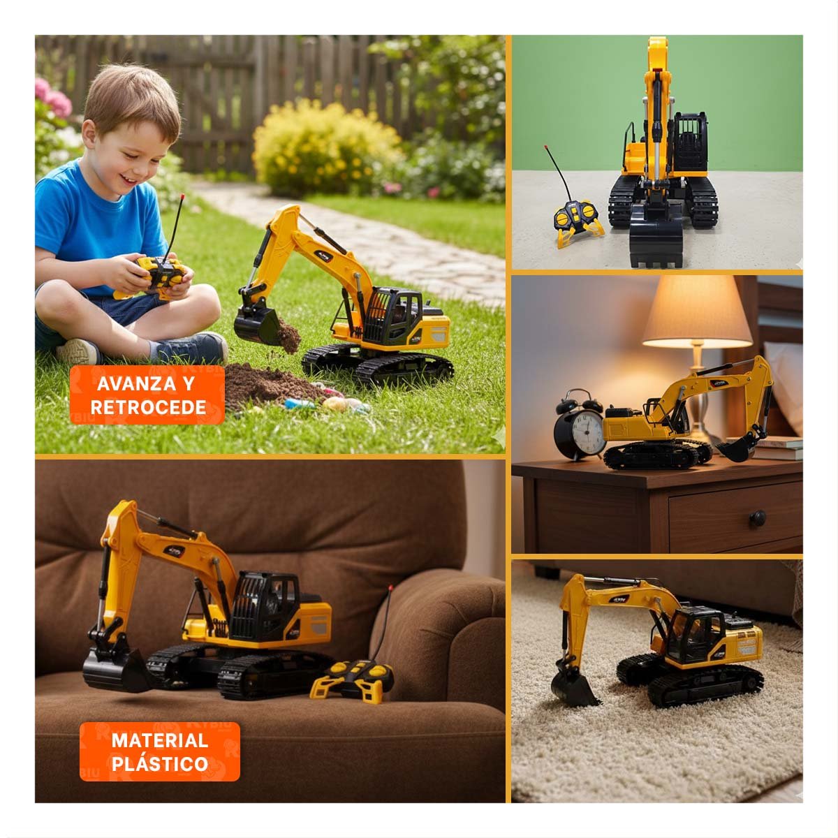 VEHICULO INFANTIL A CONTROL REMOTO EXCAVADORA BRAZO LARGO SUPERIOR AMARILLO YSTICKY - 5