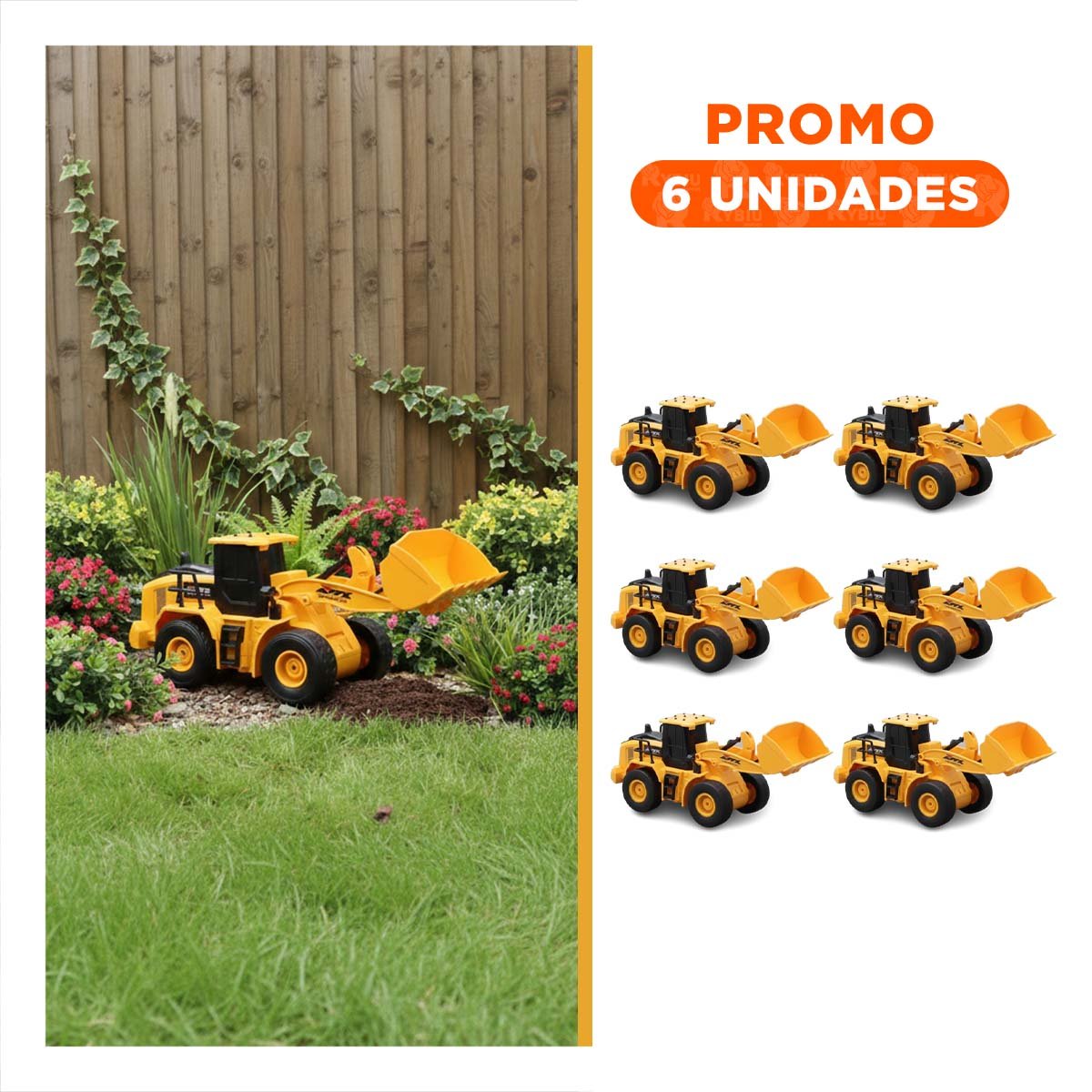 PACK6 MAQUINA EXCAVADORA A CONTROL REMOTO BRAZO INFERIOR AMARILLO PARA NINOS - 1