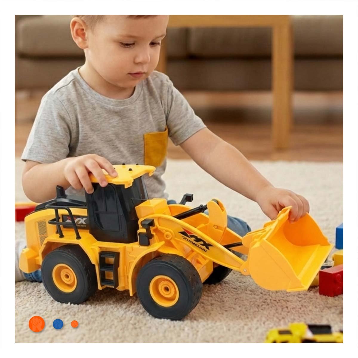 PACK6 MAQUINA EXCAVADORA A CONTROL REMOTO BRAZO INFERIOR AMARILLO PARA NINOS - 3