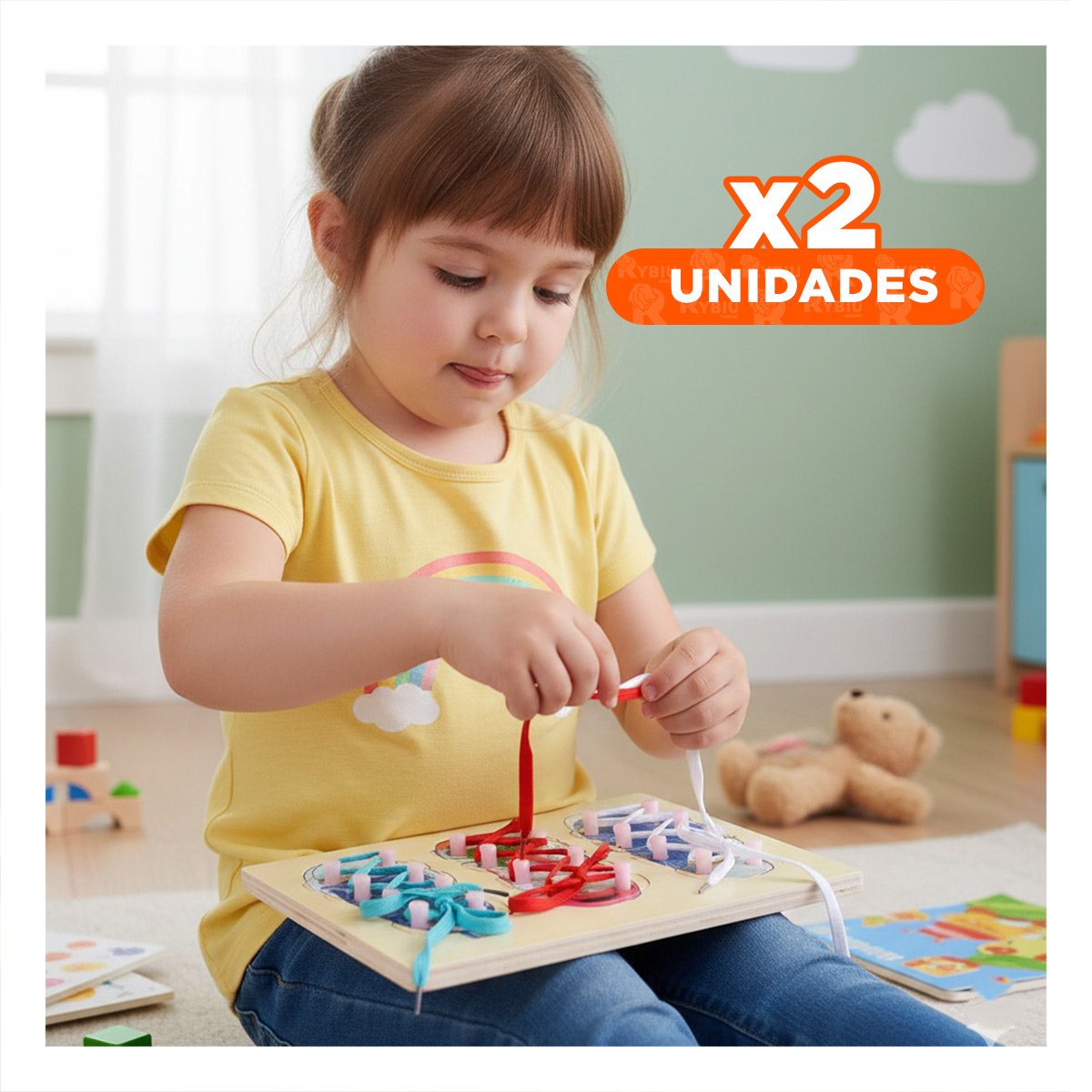 PACK2 APOYO DIDACTICO PARA ATAR PASADORES MULTICOLOR PARA NINOS YREGALO STICKER - 1