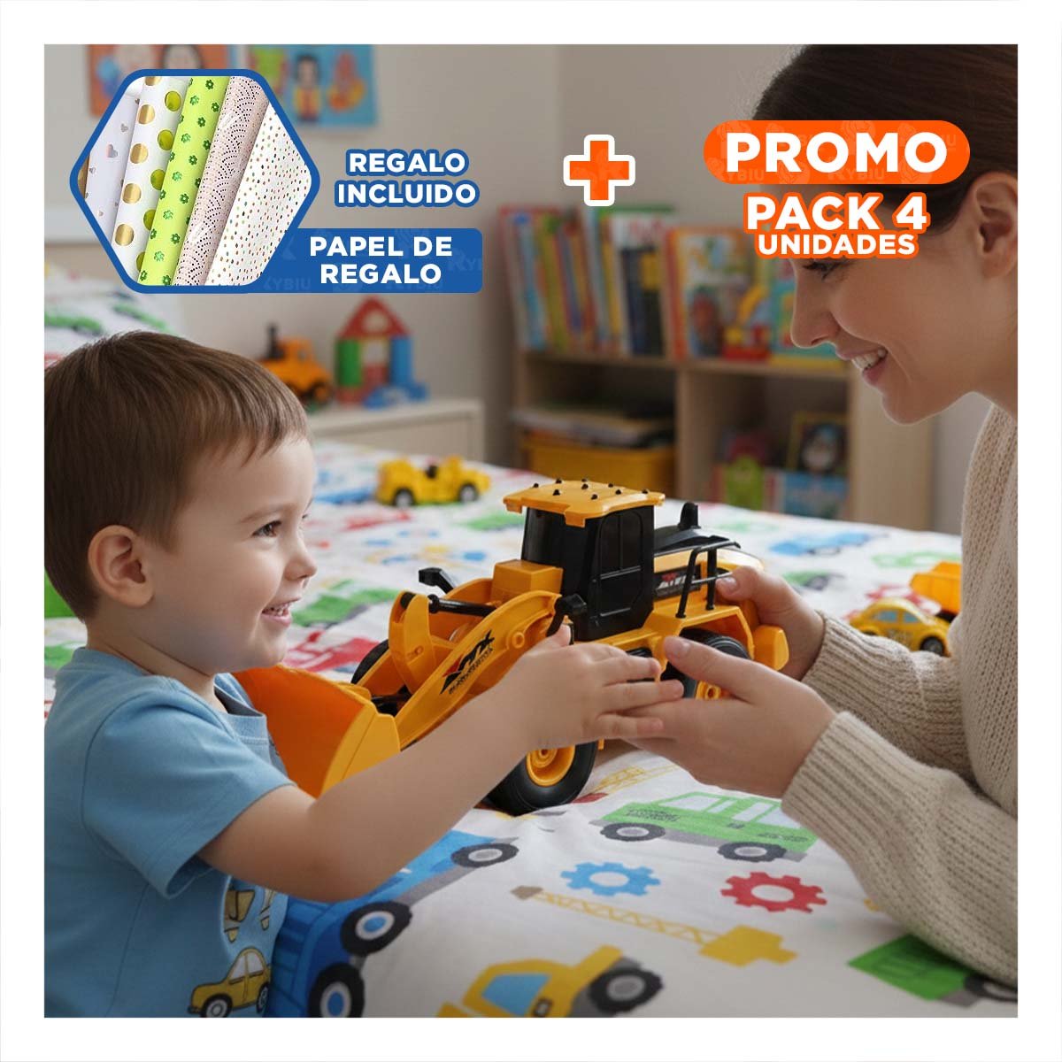 PACK4 MODELO ELECTRICO DE CONTROL REMOTO DE BRAZO DELANTERO INFERIOR AMARILLO YPAPEL REGALO - 1