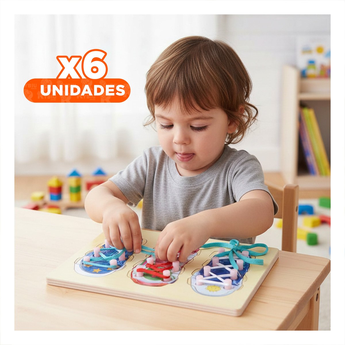 PACK6 JUEGO DE MOTRICIDAD PARA ATAR PASADORES MULTICOLOR DIDACTICO YREGALO STICKER - 1