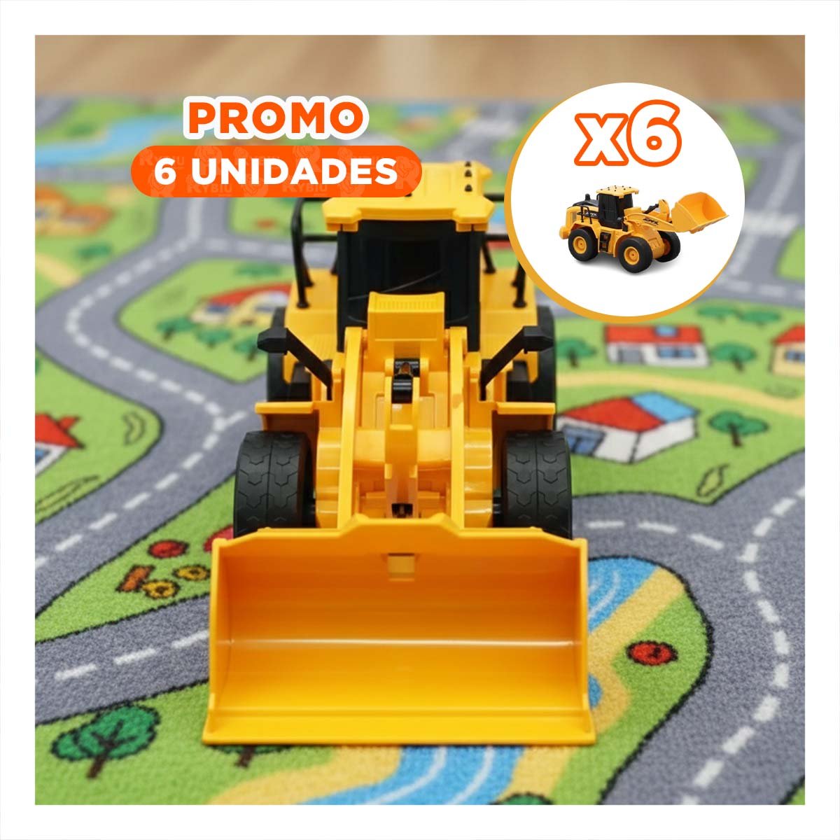 PACK6 CAMION EXCAVADORA A CONTROL REMOTO BRAZO INFERIOR AMARILLO INFANTIL YREGALO STICKER - 1