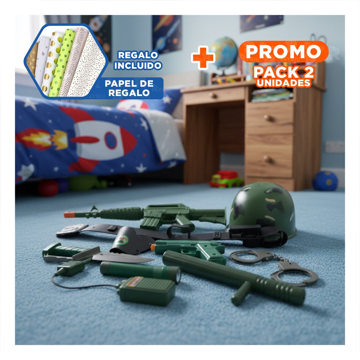 PACK2 SOPORTE AJUSTABLE PARA USO DIARIO CON ESTILO MILITAR YPAPEL REGALO - 1
