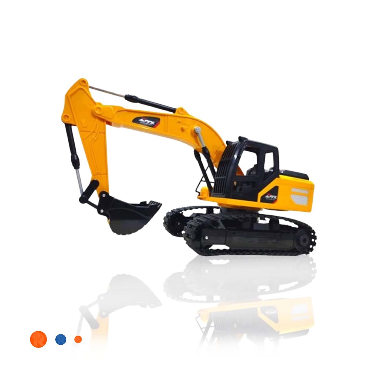 PACK6 VEHICULO INFANTIL EXCAVADORA A CONTROL REMOTO BRAZO LARGO AMARILLO - 2