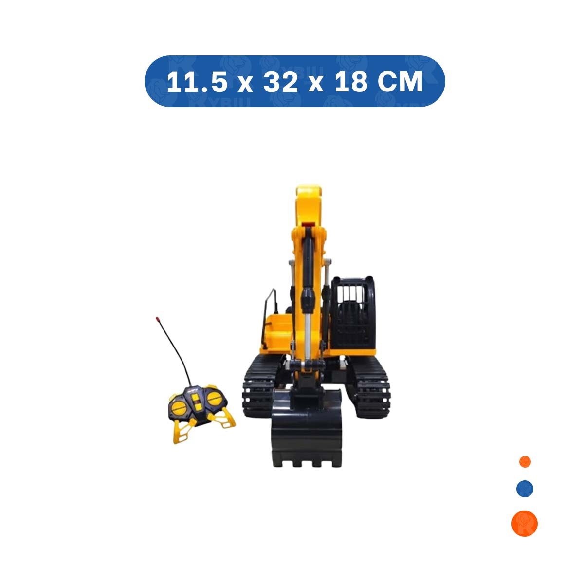 PACK6 VEHICULO INFANTIL EXCAVADORA A CONTROL REMOTO BRAZO LARGO AMARILLO - 4