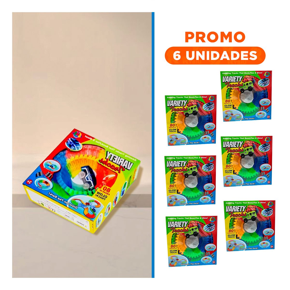 PACK6 PISTA DE COLORES CON CARRO PARA NIÑOS EDUCATIVO Y ALEGRE - 1