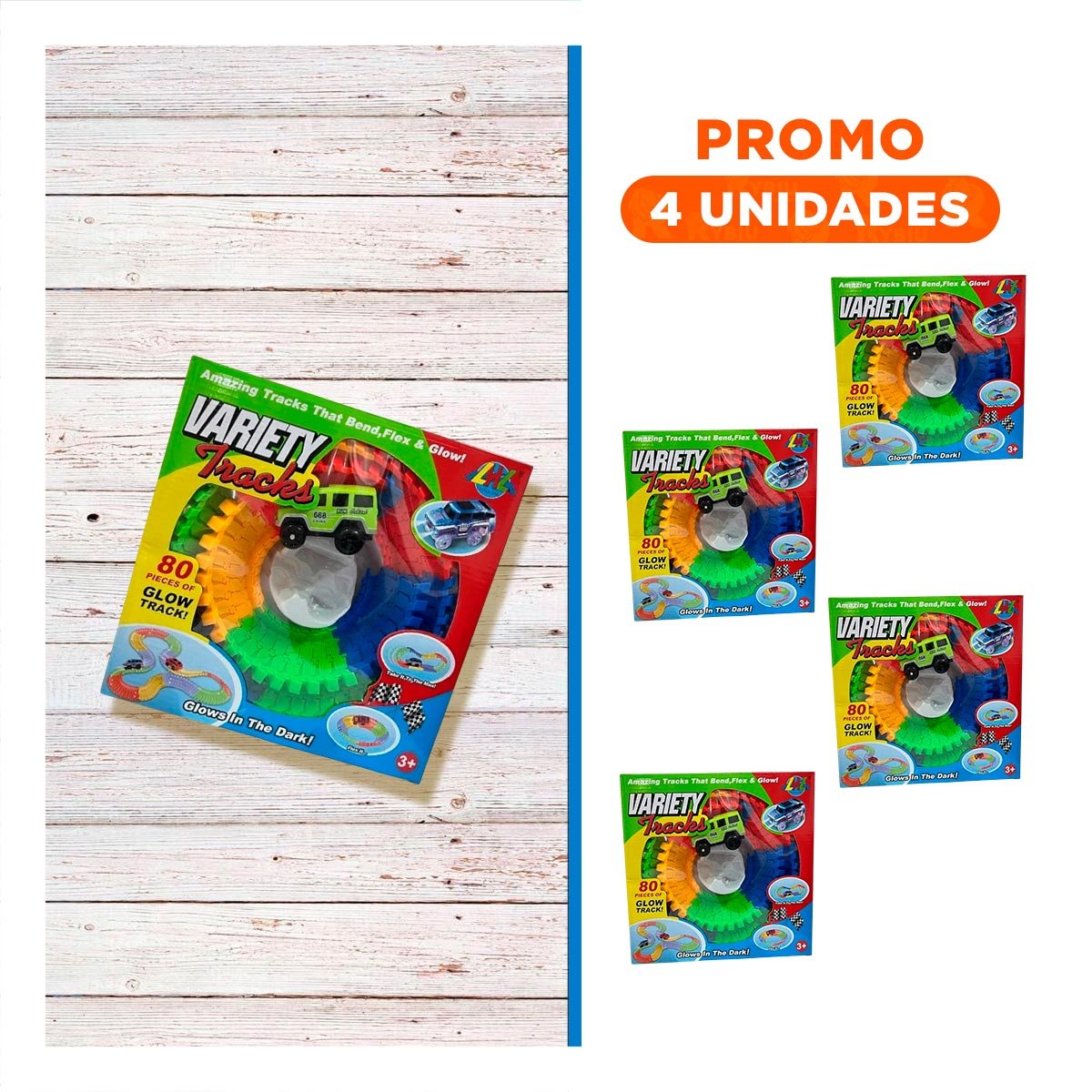 PACK4 PISTA DE COLORES CON CARRO PARA NIÑOS DIVERTIDO Y SEGURO YREGALO STICKER - 1