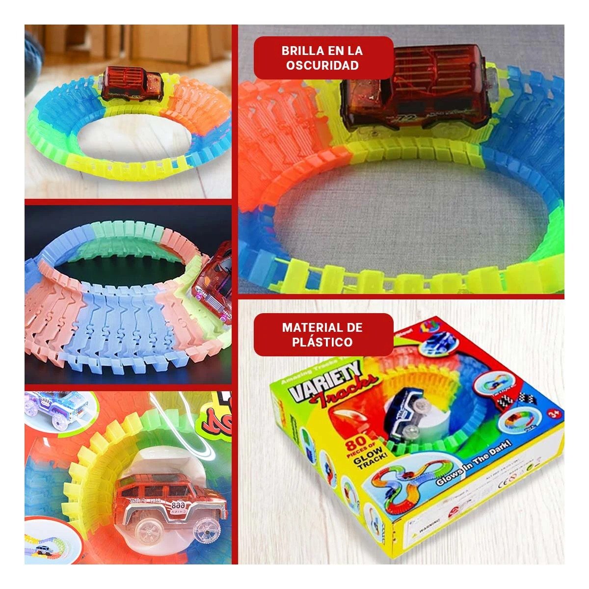 PACK4 PISTA DE COLORES CON CARRO PARA NIÑOS DIVERTIDO Y SEGURO YREGALO STICKER - 2