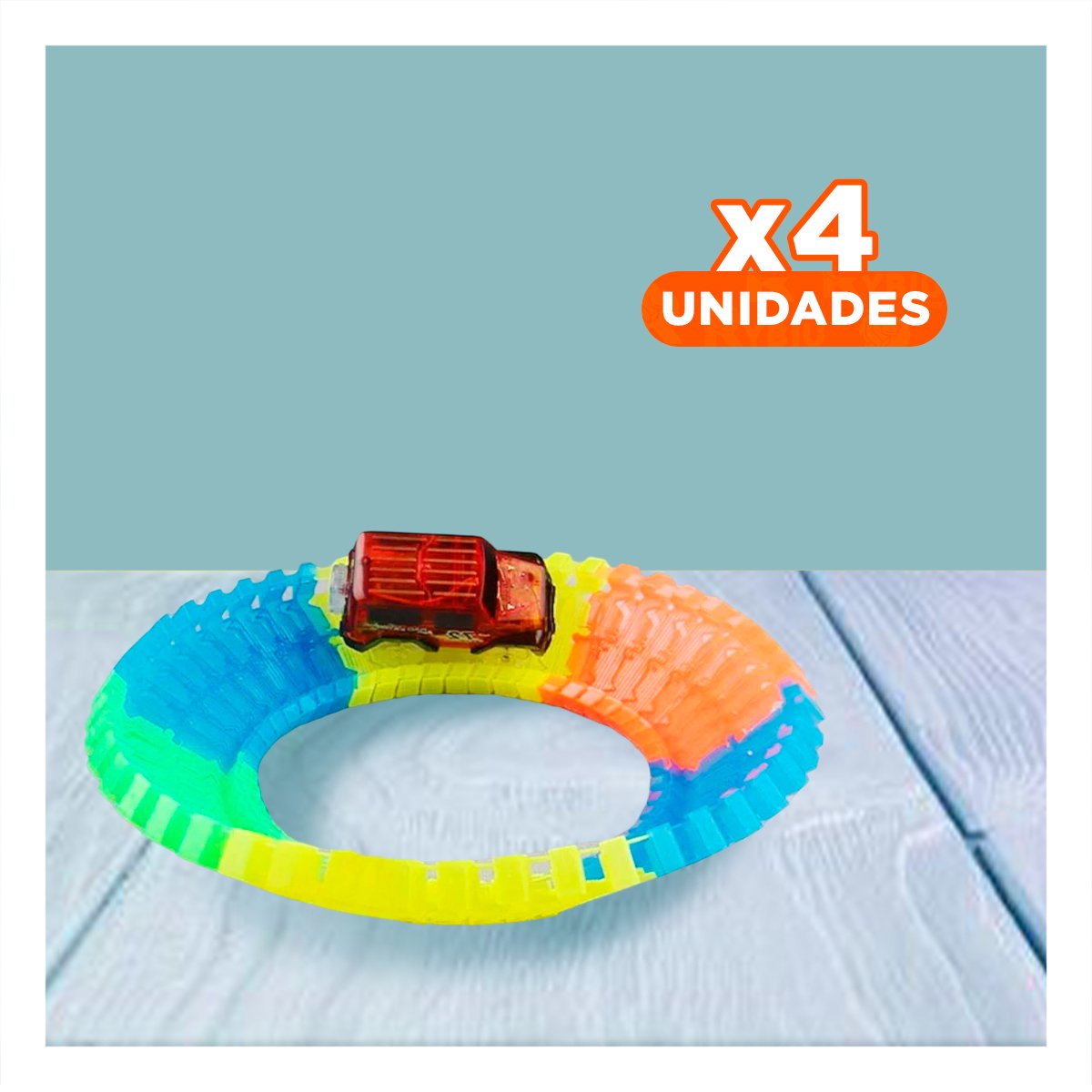 PACK4 PISTA DE COLORES CON CARRO PARA NIÑOS CREATIVO Y ALEGRE - 1