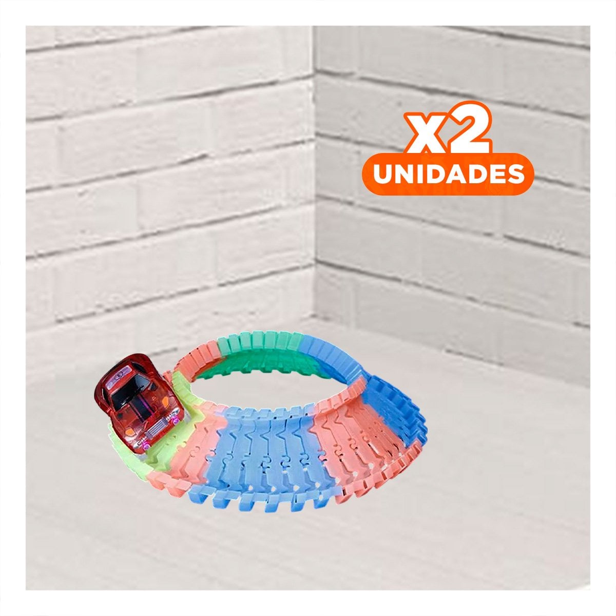 PACK2 TRAYECTO DE COLORES CON CARRO PARA NIÑOS COLORIDO Y ALEGRE YREGALO STICKER - 1