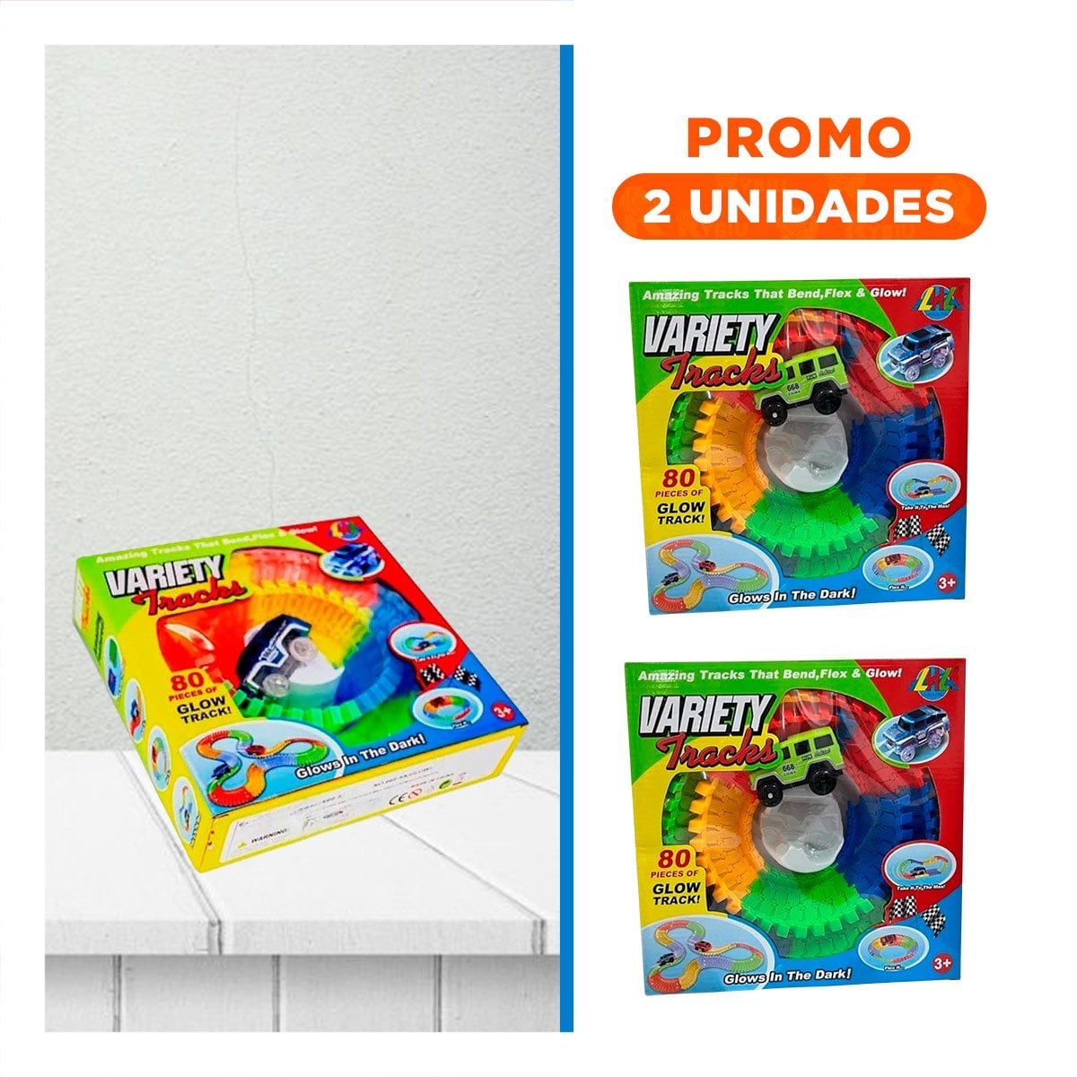 PACK2 TRAYECTO DE COLORES CON CARRO PARA NIÑOS SEGURO Y DIVERTIDO - 1