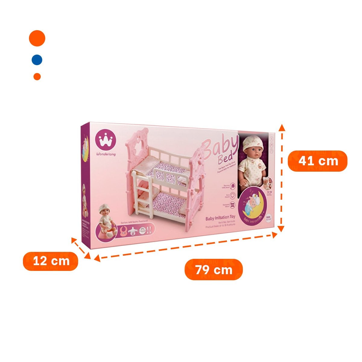 CAMA CAMAROTE PARA JUGUETE INFANTIL PARA JUEGO DE DESCANSO EN ROSADO 57X35X57 CM - 4