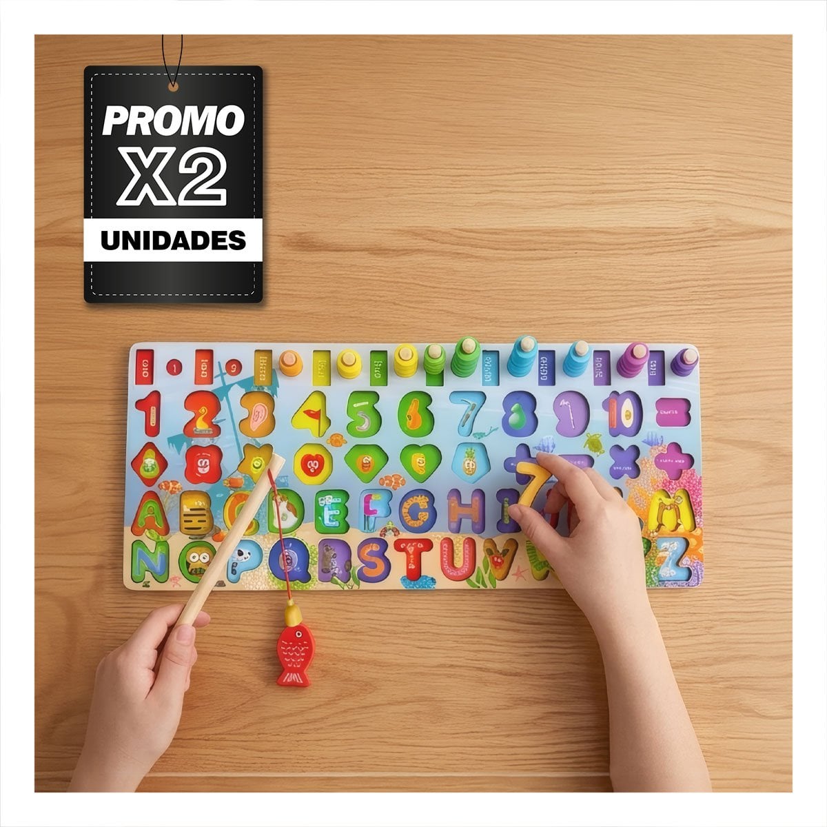 PACK2 SET MULTICOLOR DE JUEGO PESCA PARA DESARROLLO INFANTIL YPAPEL REGALO - 1
