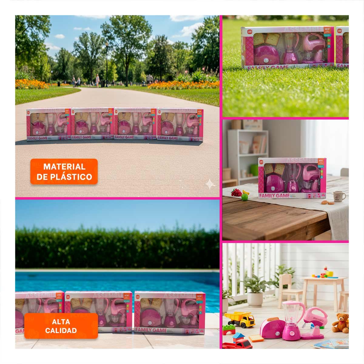 EDICION ELECTRODOMESTICOS COCINA ROSADO CON TOSTADORA LICUADORA Y BATIDORA HOGAR YSTICKY - 5