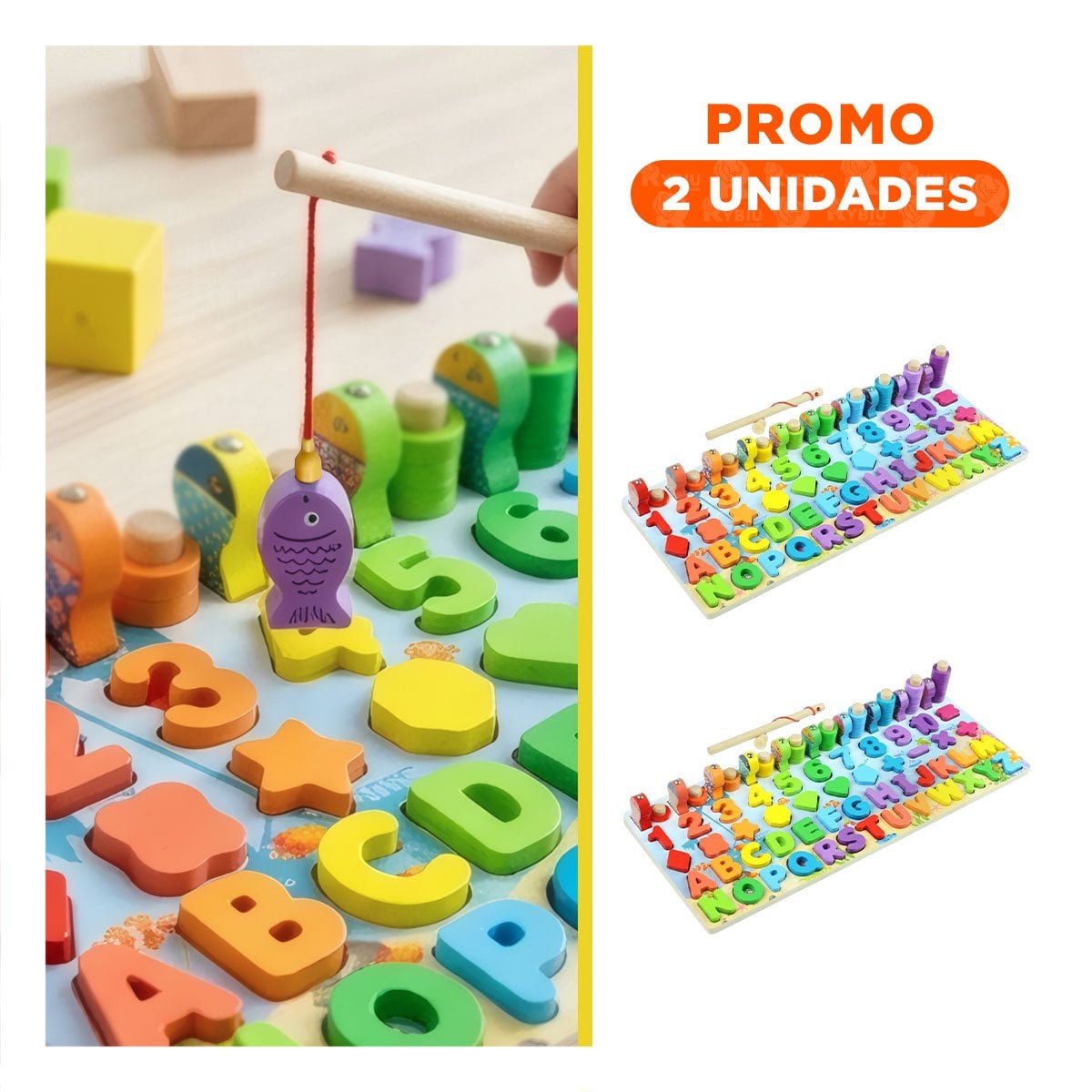 PACK2 JUEGO INFANTIL CON PIEZAS DE ENCAJE Y ROMPECABEZA PESCA - 1