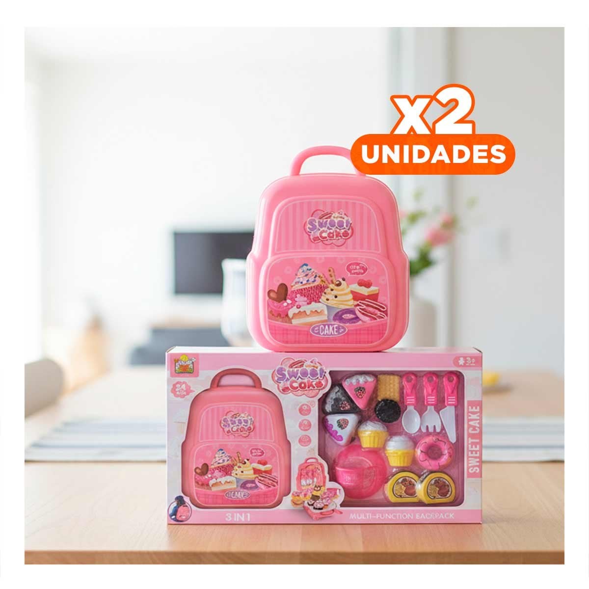PACK2 MALETIN PASTELERO DE COCINA PARA REPOSTERIA HOGAR EN COLOR ROSADO YREGALO STICKER - 1