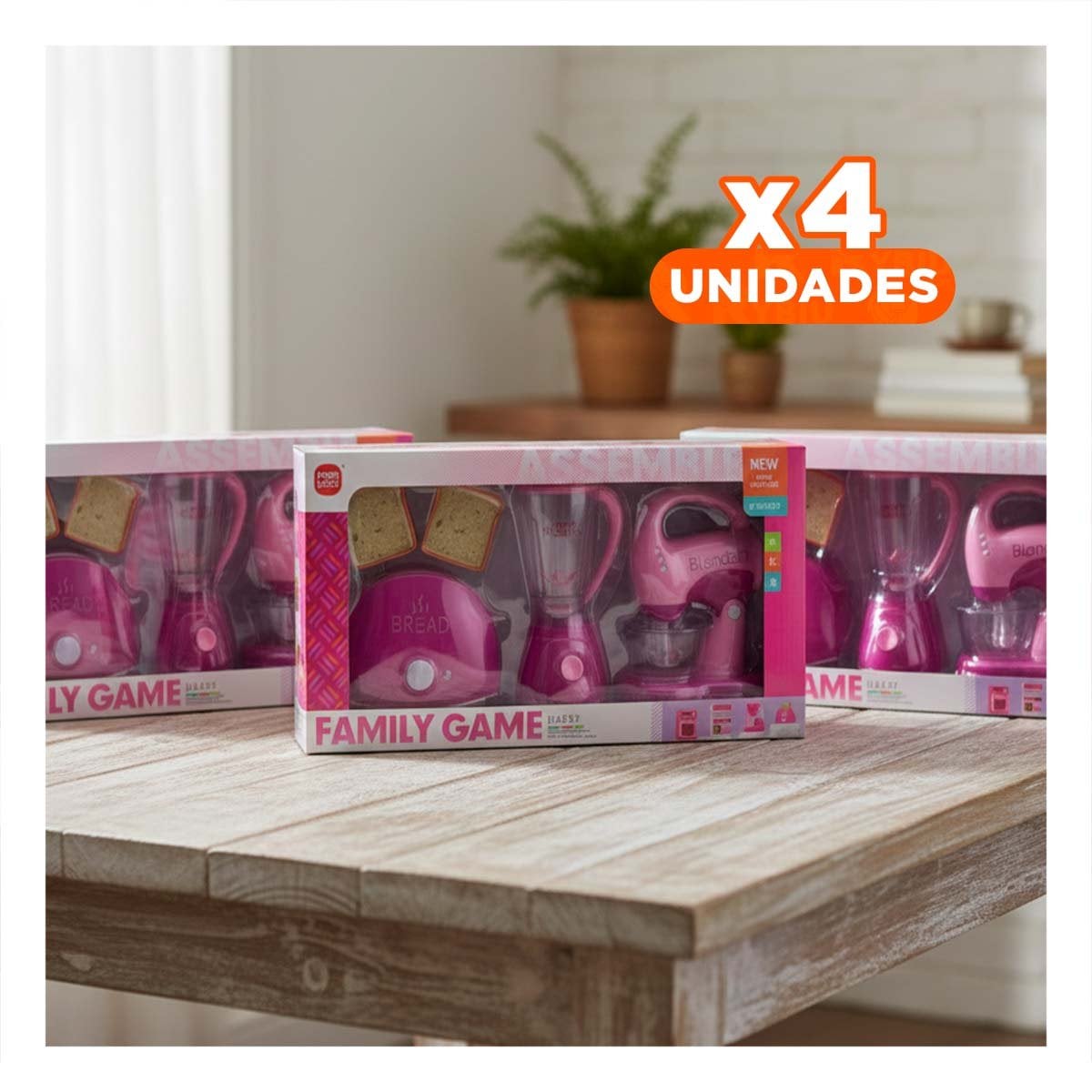 PACK4 PACK MODERNO ELECTRODOMESTICOS COCINA ROSADO CON TOSTADORA LICUADORA Y BATIDORA - 1
