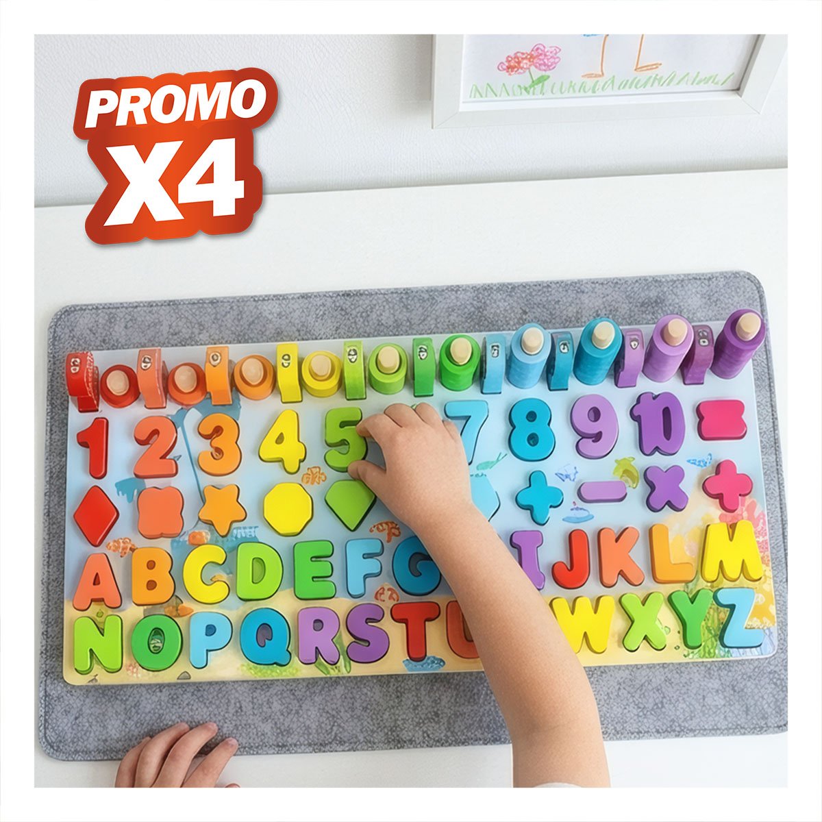 PACK4 SET DIDACTICO CON PIEZAS DE PESCA MULTICOLOR PARA NIÑOS YREGALO STICKER - 1