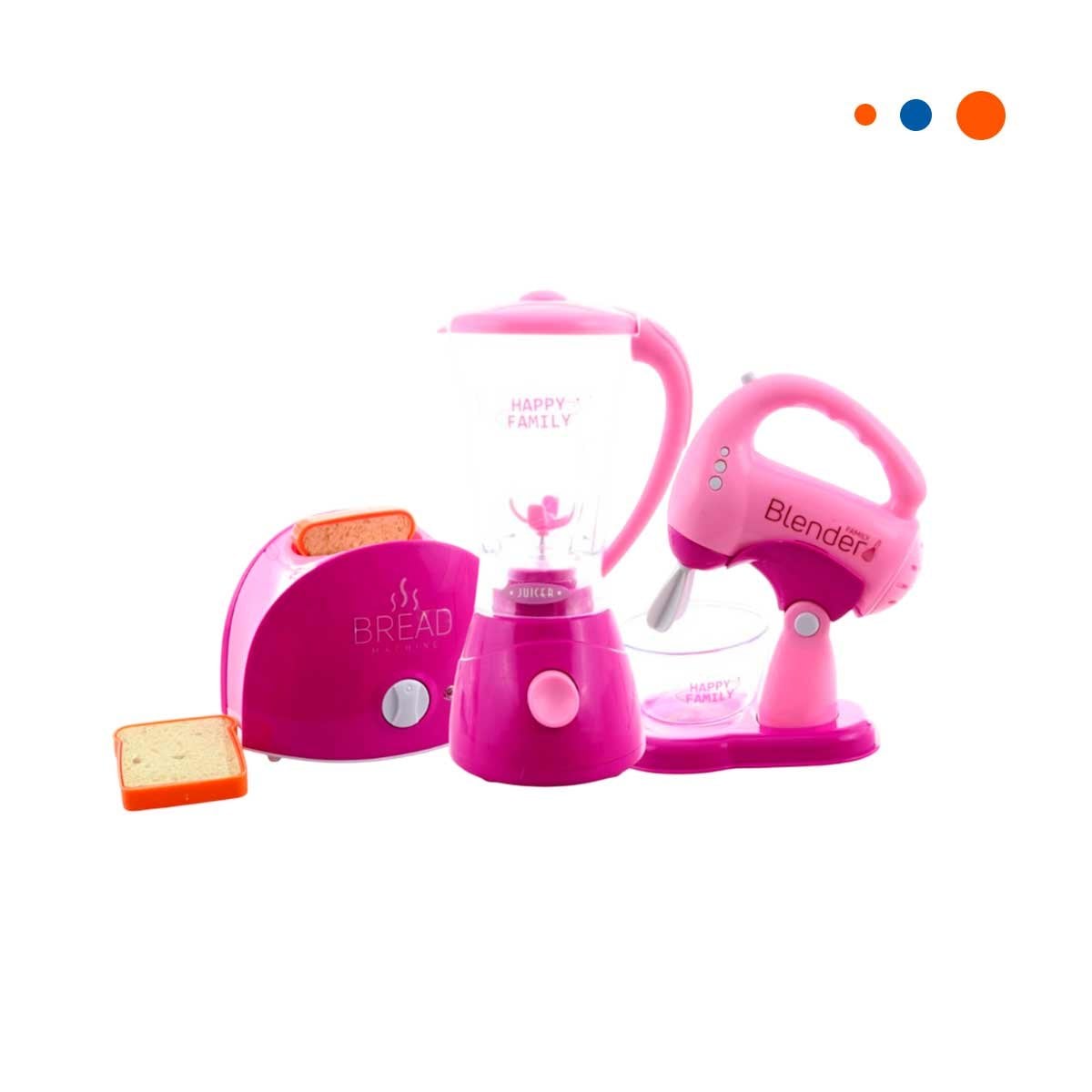 PACK4 COLECCION ELECTRODOMESTICOS ROSADO CON TOSTADORA LICUADORA Y BATIDORA YPAPEL REGALO - 3