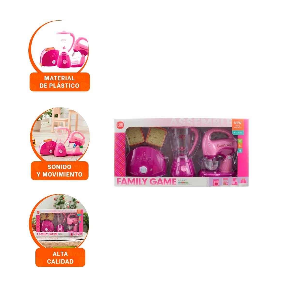 PACK6 PROPUESTA ELECTRODOMESTICOS ROSADO CON TOSTADORA LICUADORA Y BATIDORA YREGALO STICKER - 2