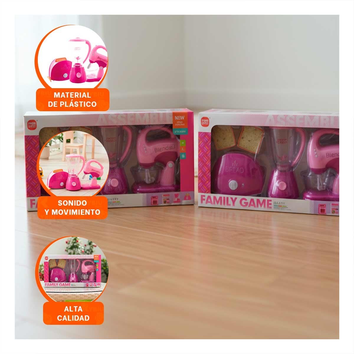 MODELO ELECTRODOMESTICOS COCINA ROSADO CON TOSTADORA LICUADORA Y BATIDORA HOGAR YLIGAS REGALO - 2
