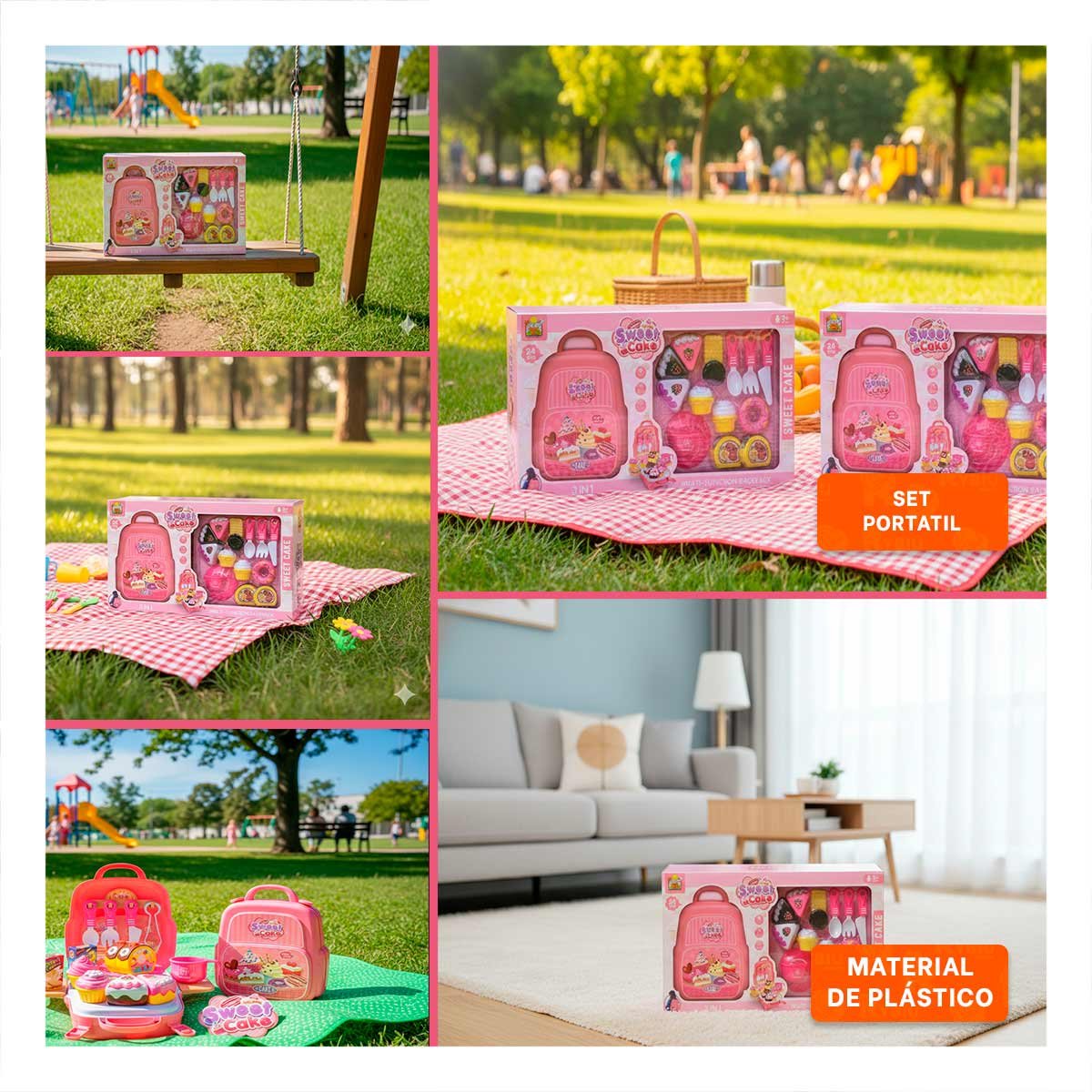 PACK6 ESTUCHE PASTELERO DE COCINA PARA REPOSTERIA HOGAR EN COLOR ROSADO YPAPEL REGALO - 3