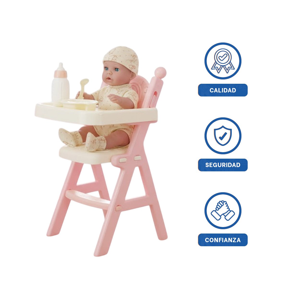 ASIENTO DE ALIMENTACION INFANTIL Y JUGUETE PARA JUEGO EN ROSADO 25X25X49CM YLIGAS REGALO - 3