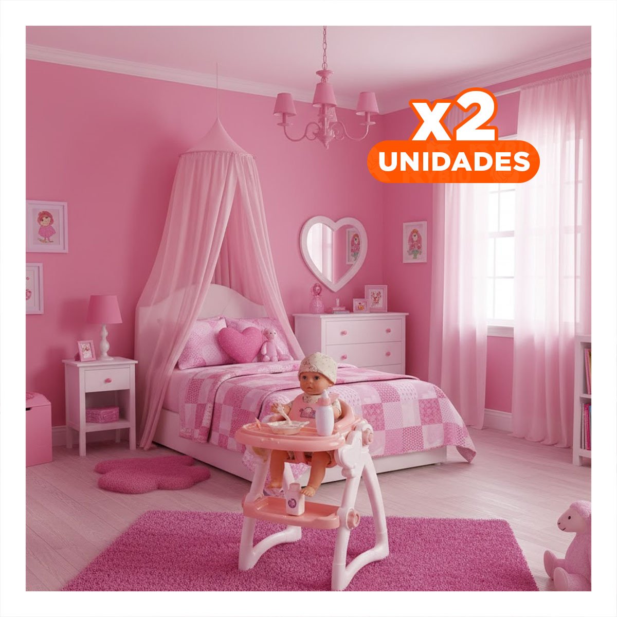 PACK2 SOPORTE DE COMER Y JUGUETE PARA RUTINAS DE JUEGO EN ROSADO 37X31X49CM YREGALO STICKER - 1