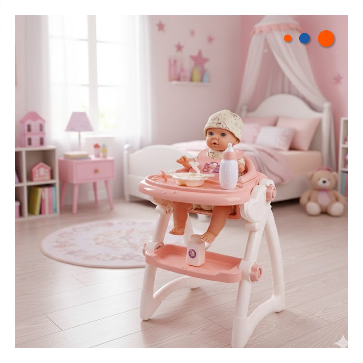 PACK2 SOPORTE DE COMER Y JUGUETE PARA RUTINAS DE JUEGO EN ROSADO 37X31X49CM YREGALO STICKER - 3