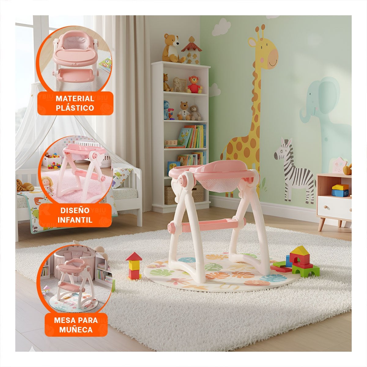 ASIENTO PARA JUGUETE BEBE QUE COMPLEMENTA EL JUEGO EN ROSADO 37X31X49CM YPAPEL REGALO - 5