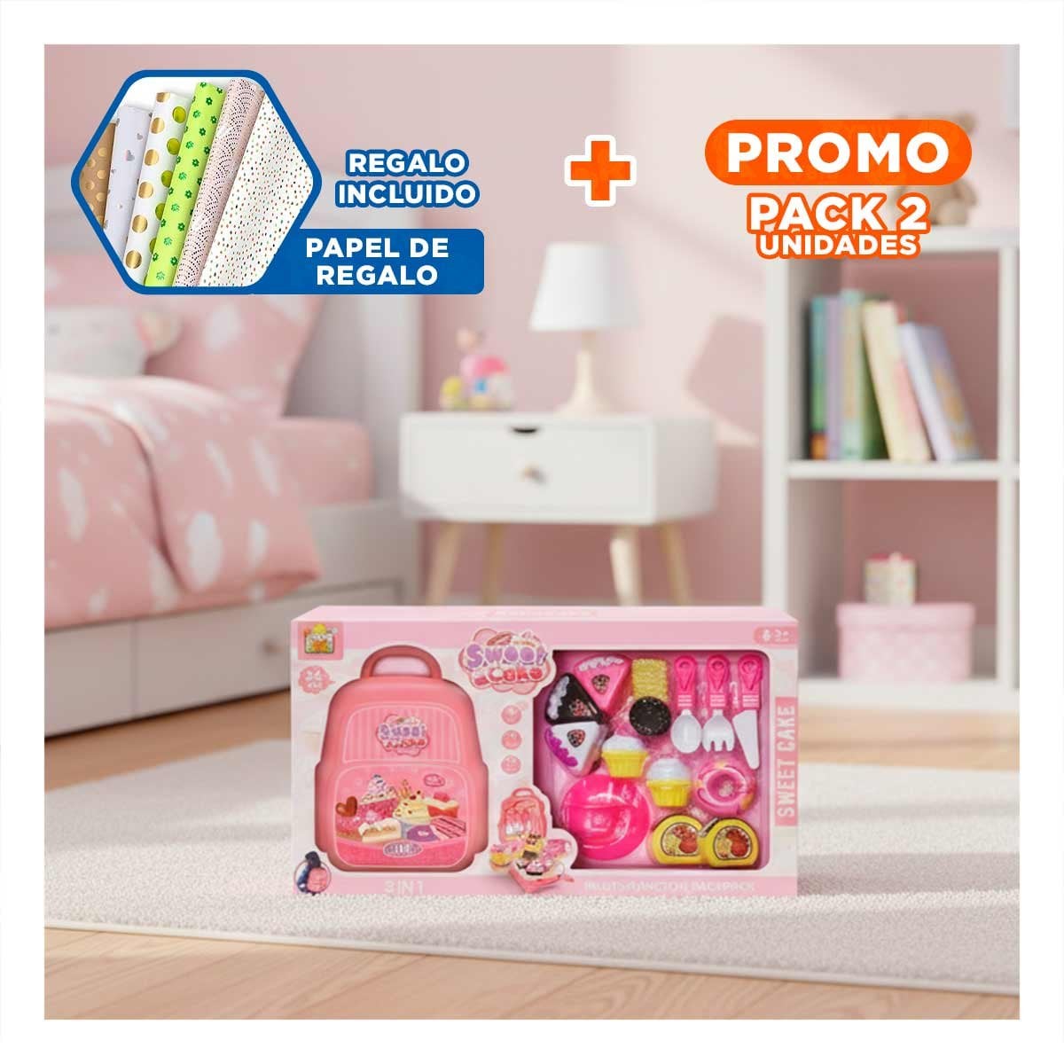 PACK2 MALETIN PASTELERO PARA REPOSTERIA CASERA EN COCINA HOGAR COLOR ROSADO YPAPEL REGALO - 1