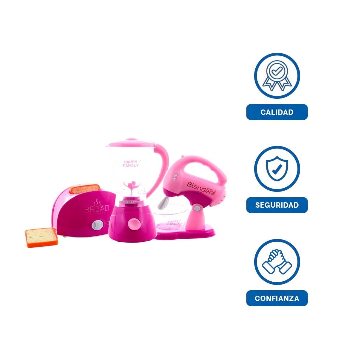 OPCION ELECTRODOMESTICOS COCINA ROSADO CON TOSTADORA LICUADORA Y BATIDORA HOGAR - 3