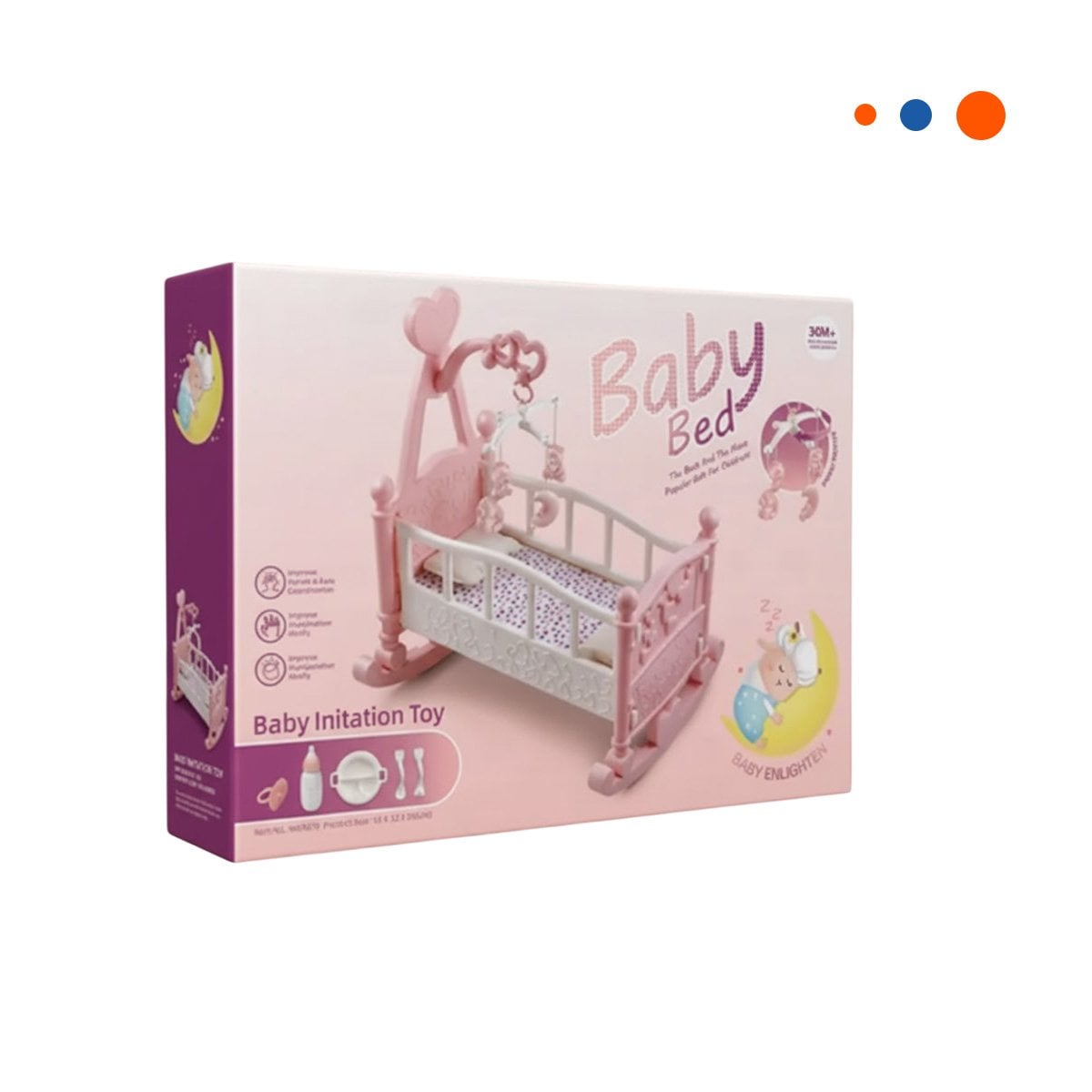 CAMA MECEDORA PARA JUEGO INFANTIL COMO CENTRO DE JUEGO ROSADO 32X53X59CM YREGALO STICKER - 3