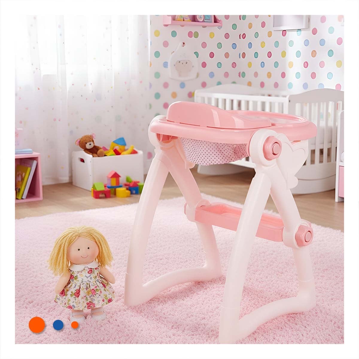 PACK2 SOPORTE DE COMER PARA JUGUETE BEBE ROSADO DE USO FACIL Y SEGURO 37X31X49CM - 3