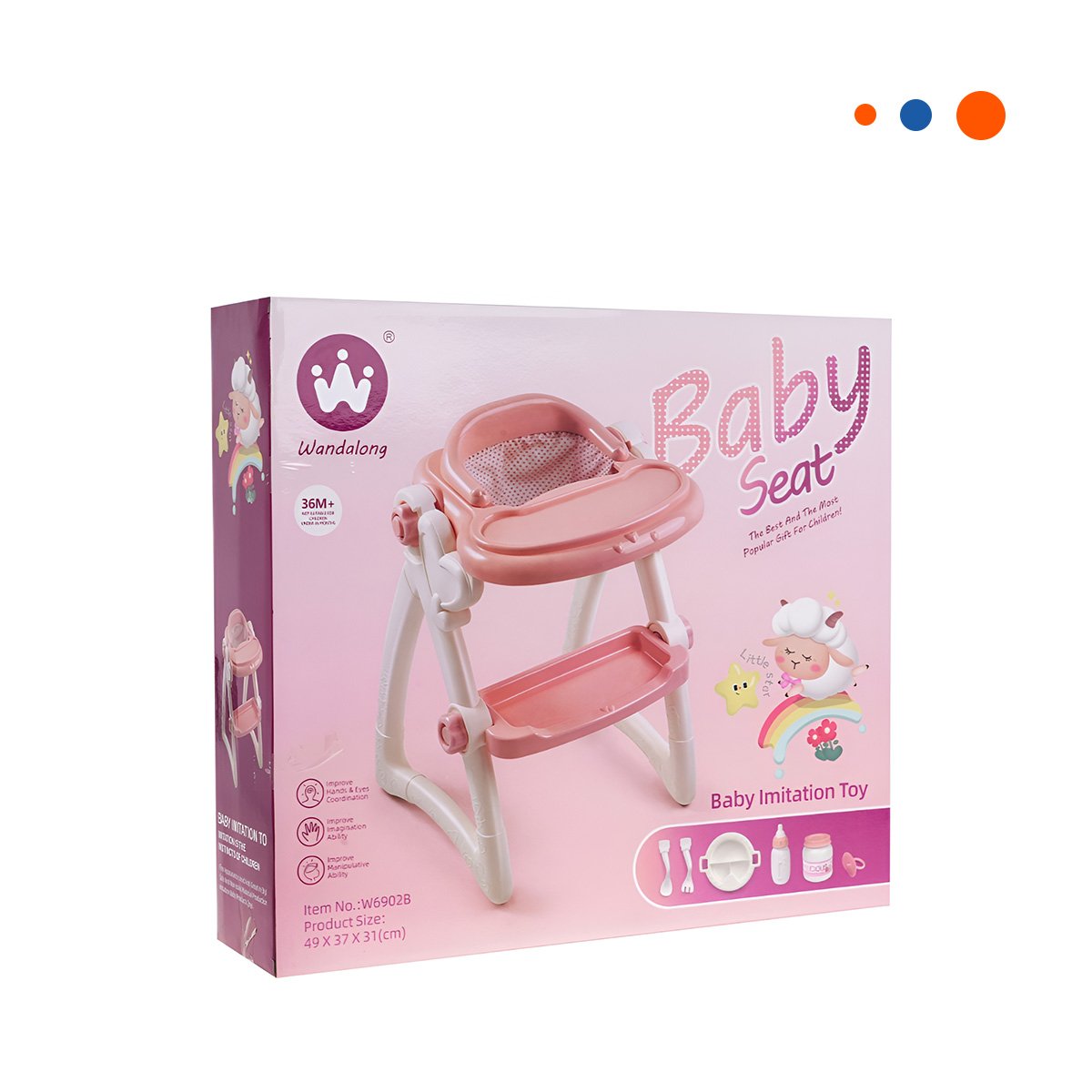 ASIENTO PARA JUGUETE BEBE PENSADO PARA ALIMENTACION EN ROSADO 37X31X49CM YREGALO STICKER - 3
