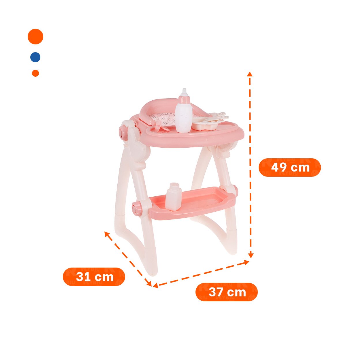 ASIENTO PARA JUGUETE BEBE PENSADO PARA ALIMENTACION EN ROSADO 37X31X49CM YREGALO STICKER - 4