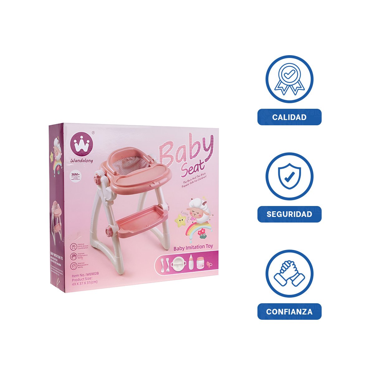 ASIENTO PARA JUGUETE BEBE ROSADO PARA JUEGO SIMBOLICO EN CASA 37X31X49CM YLIGAS REGALO - 3