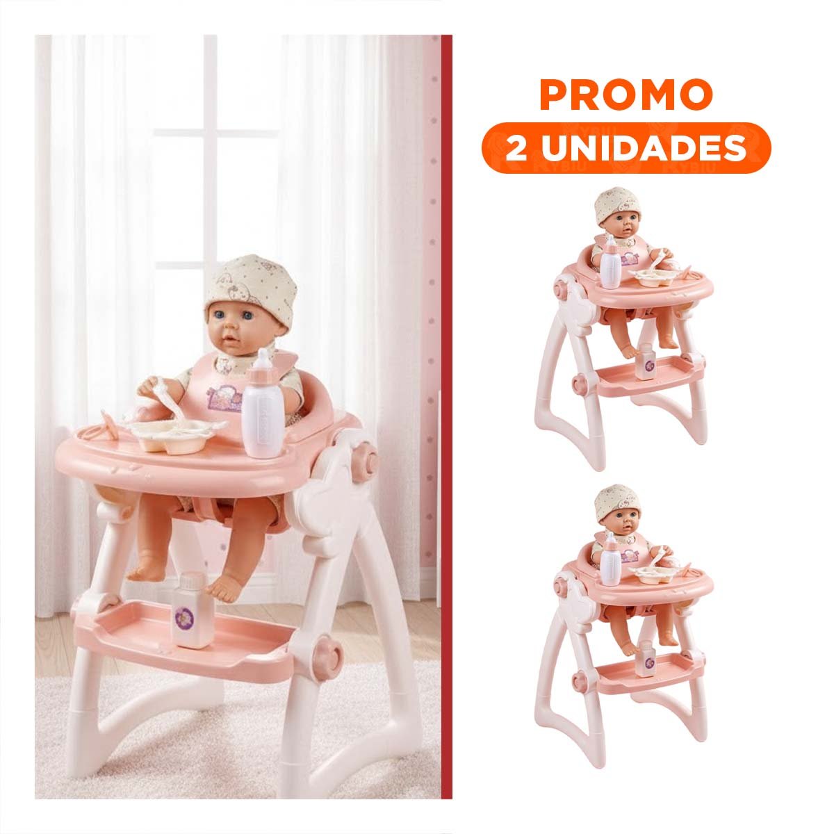 PACK2 SOPORTE DE COMER Y JUGUETE PARA ESCENARIOS DE JUEGO EN CASA ROSADO 37X31X49CM - 1