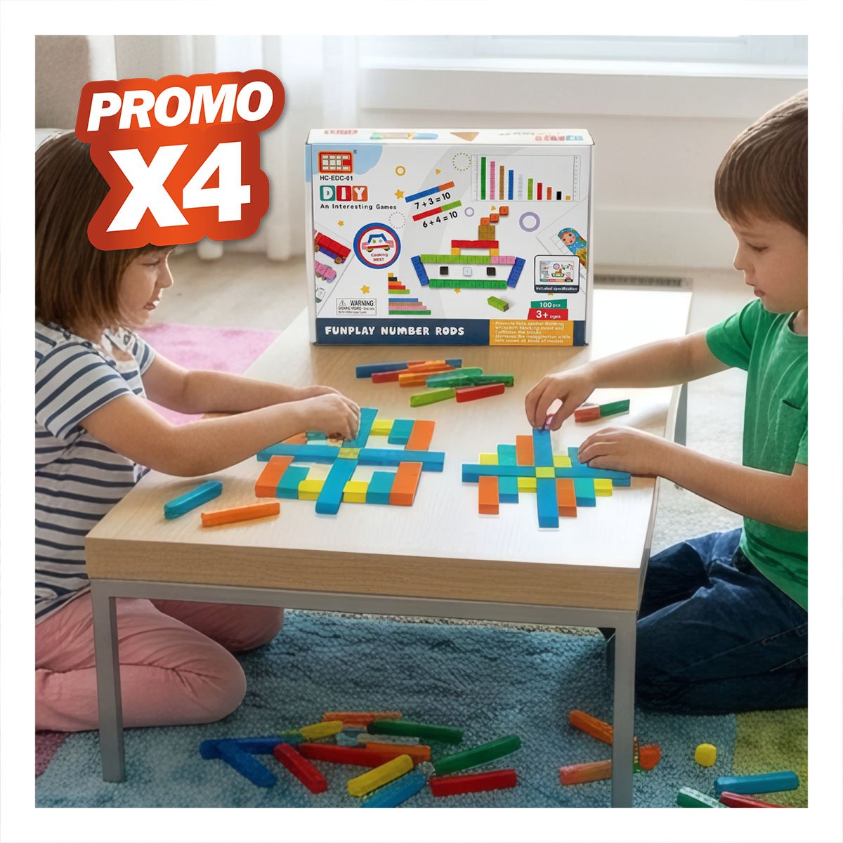 PACK4 PIEZAS DIDACTICAS CON NUMEROS Y REGLETAS EDUCATIVAS YREGALO STICKER - 1