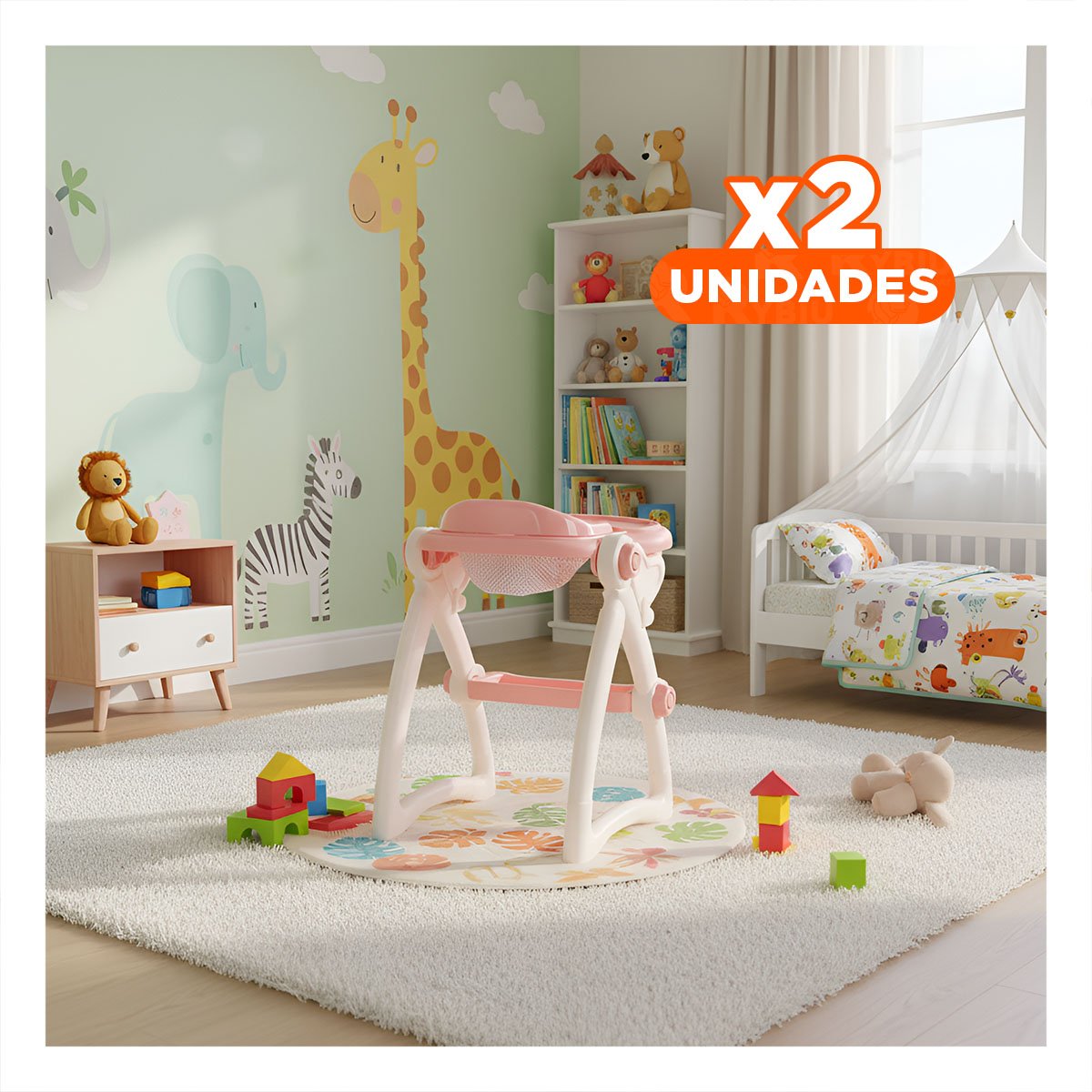 PACK2 BASE DE COMER PARA JUGUETE BEBE ROSADO PARA JUEGO PRACTICO 37X31X49CM YREGALO STICKER - 1