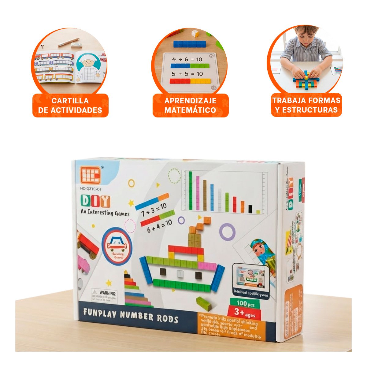 PACK2 CUBOS NUMERICOS PARA ACTIVIDADES EDUCATIVAS CON REGLETAS 100PZ YREGALO STICKER - 4