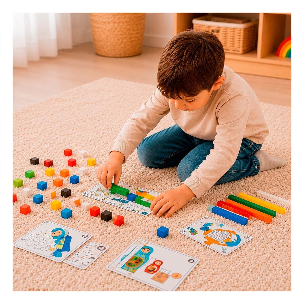 PACK4 BLOQUES MULTICOLOR PARA APRENDER NUMEROS CON REGLETAS 100PZ YPAPEL REGALO - 2