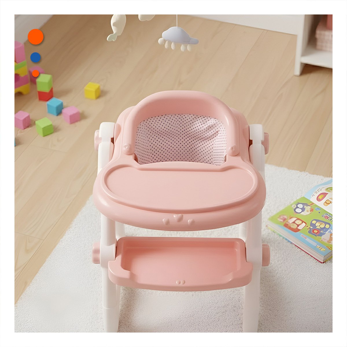 ASIENTO DE COMER PARA JUGUETE BEBE ROSADO PARA JUEGOS DE CUIDADO INFANTIL 37X31X49CM - 1