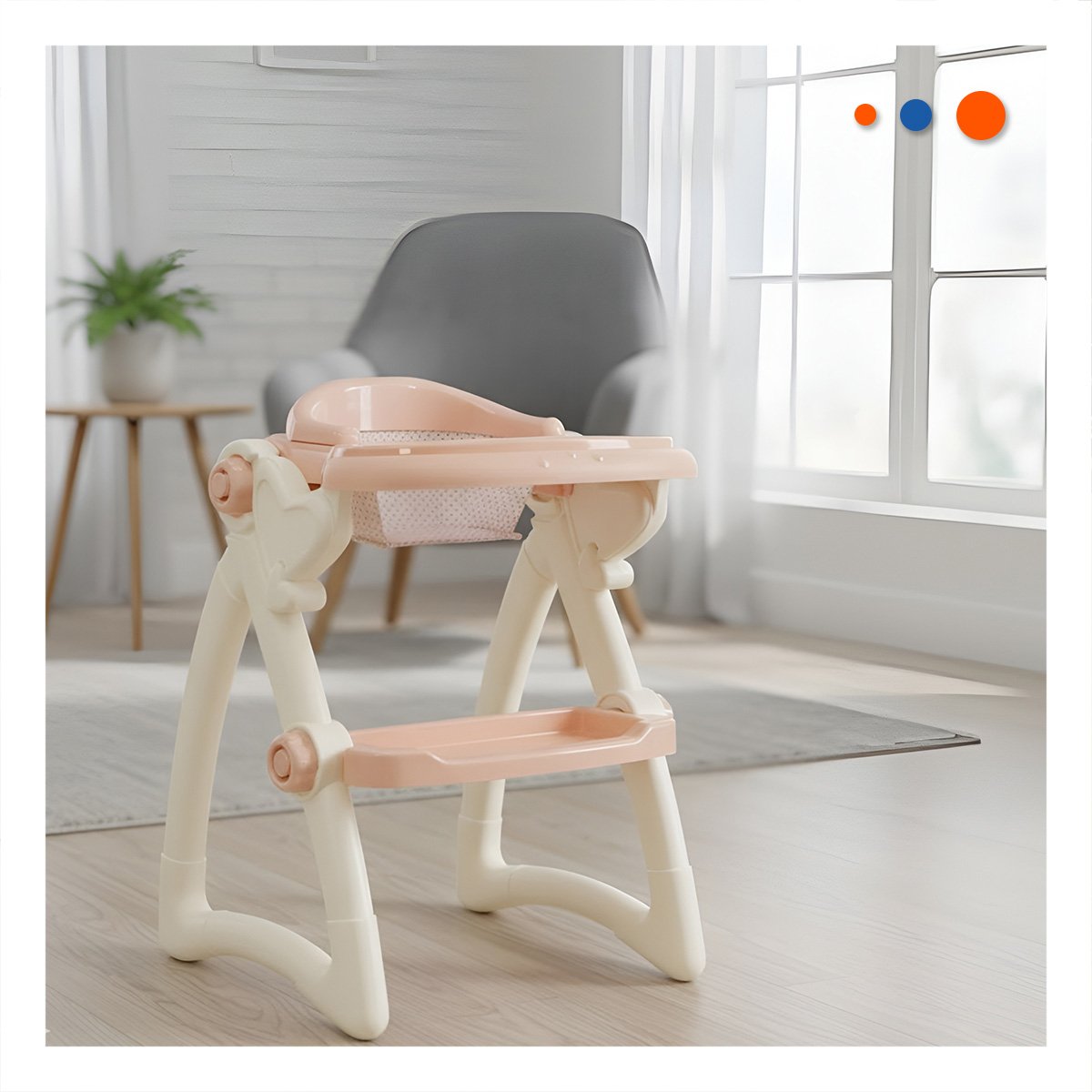 ASIENTO DE COMER PARA JUGUETE BEBE ROSADO PARA JUEGOS DE CUIDADO INFANTIL 37X31X49CM - 2