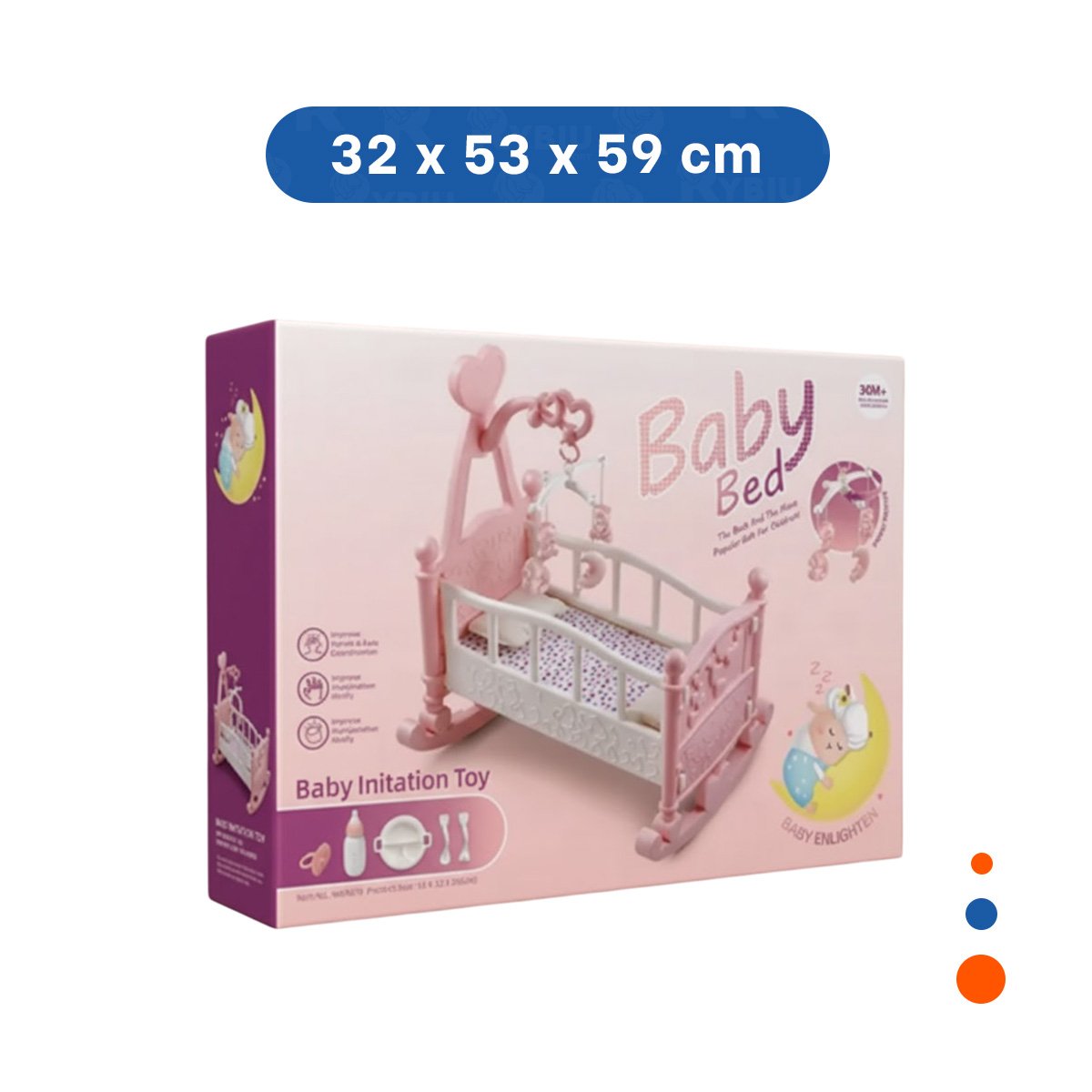 CAMA MECEDORA PARA JUEGO INFANTIL PARA ARRULLO Y CUIDADO ROSADO 32X53X59CM YPAPEL REGALO - 4