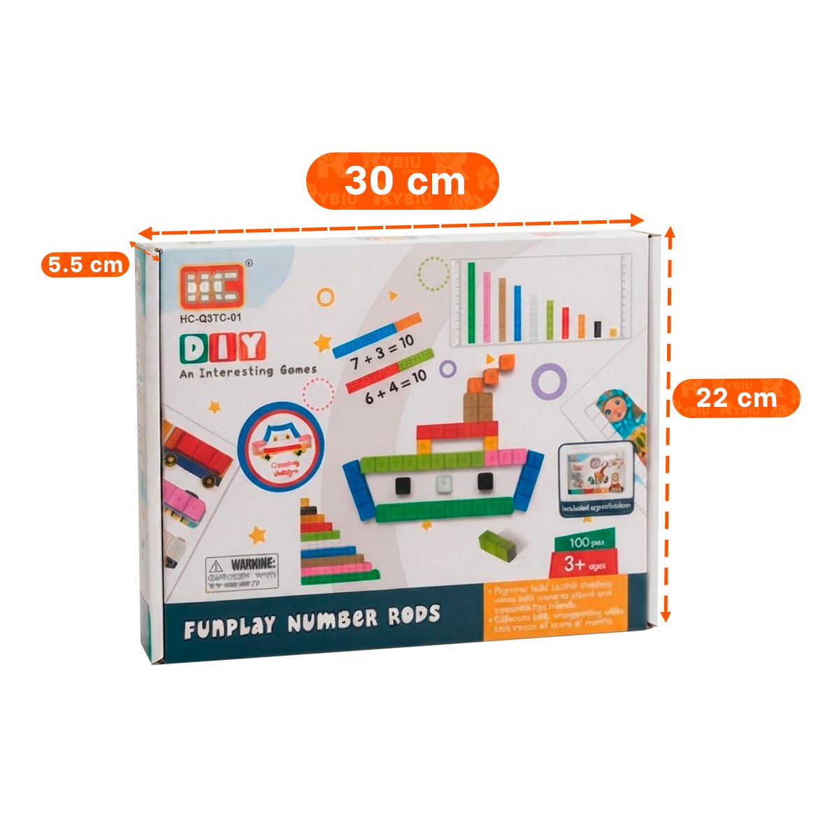 PACK4 BARRAS INFANTILES 100PZ CON PIEZAS NUMERICAS MULTICOLOR - 3